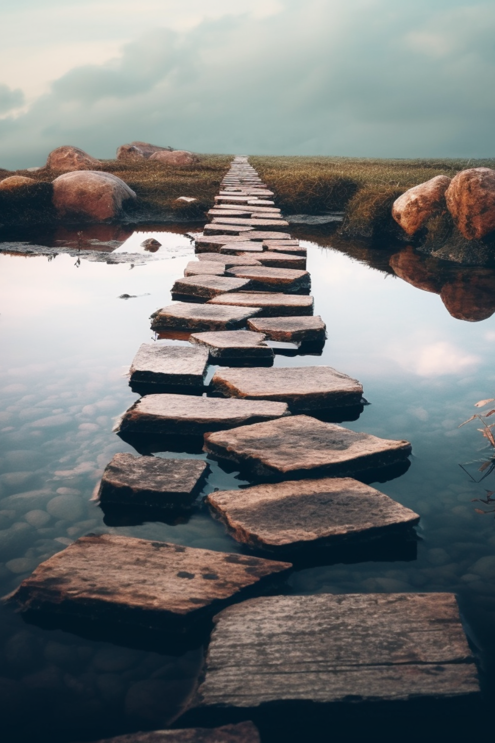 Illustration of stepping stones forming a path, symbolizing the journey of consistency leading to success